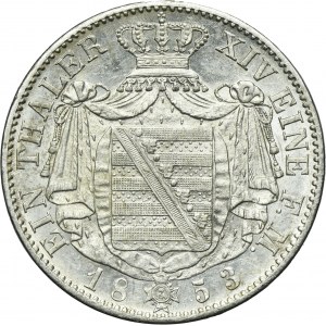 Germany, Saxony, Friedrich August II, Thaler Dresden 1853 F