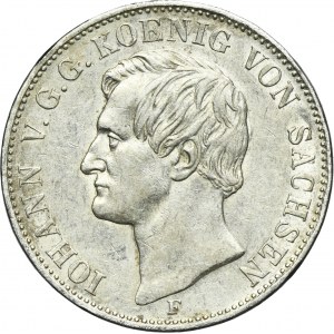 Germany, Saxony, Johann V, Thaler Dresden 1858 F