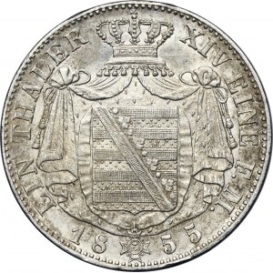 Germany, Saxony, Johann V, Thaler Dresden 1858 F