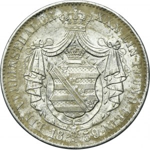 Germany, Saxony, Johann V, Thaler Dresden 1859 F