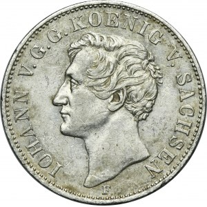 Germany, Saxony, Johann V, Thaler Dresden 1854 F - RARE