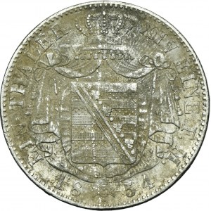 Germany, Saxony, Johann V, Thaler Dresden 1854 F - RARE