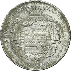 Germany, Saxony, Friedrich Augustus II, 2 Thaler Dresden 1851 F