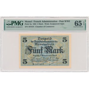 Memel (Klaipeda), 5 Mark 1922 - PMG 65 EPQ