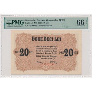 Romania, German Occupation, 20 Lei (1917) - PMG 66 EPQ