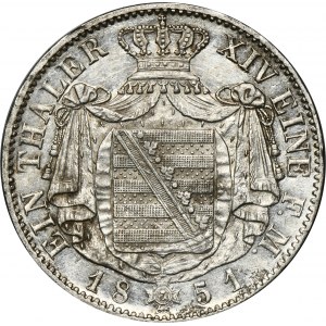 Germany, Saxony, Friedrich August II, Thaler Dresden 1851 F