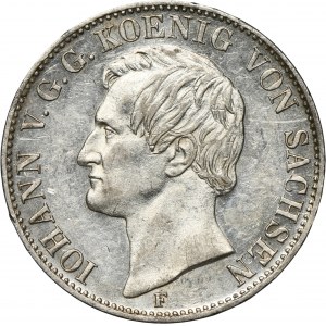 Germany, Saxony, Johann V, Thaler Dresden 1858 F