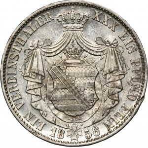 Germany, Saxony, Johann V, Thaler Dresden 1858 F