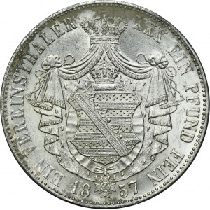 Germany, Saxony, Johann V, Thaler Dresden 1857 F