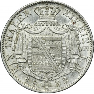 Germany, Saxony, Friedrich August II, Thaler Dresden 1853 F