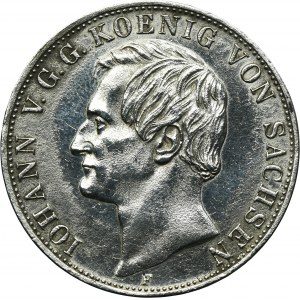 Germany, Saxony, Johann V, 2 Thaler Dresden 1858 F
