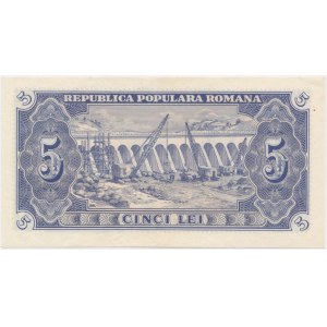 Romania, 5 Lei 1952 - blue serial