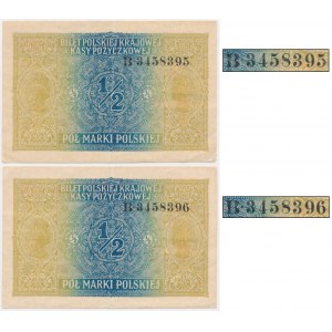 Zestaw, 1/2 marki 1916 - Generał - kolejne numery (2 szt.)