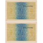 Zestaw, 1/2 marki 1916 - Generał - kolejne numery (2 szt.)