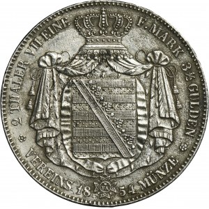 Germany, Kingdom of Saxony, Friedrich Augustus II, 2 Thaler Dresden 1854 F