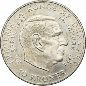 Denmark, Margaret II, 10 Kroner Copenhagen 1972 - Death of Frederick IX and the accession of Margaret II to the throne