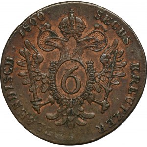 Autriche, François II, 6 Krajcars Smolnik 1800 S