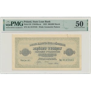 500.000 marek 1923 - SERJA AL - 7 cyfr - PMG 50 - BARDZO RZADKI