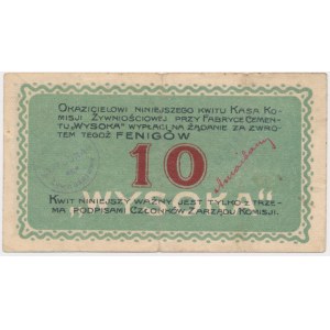 Wysoka, Komisja Żywnościowa, 10 fenigów 1917