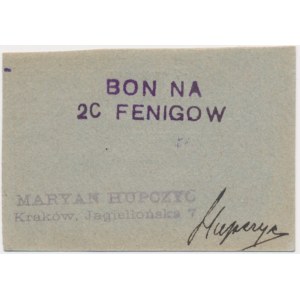 Kraków, Maurycy Hupczyc, 20 fenigów 1920 - RZADKIE