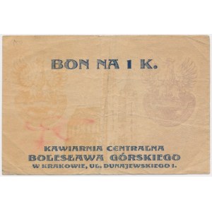 Kraków, Kawiarnia Centralna Bolesława Górskiego, 1 korona 1919