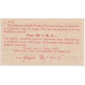 Gorlice, 70 fenigów = 1 korona 1920 - Serya B