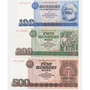 Germany, DDR, set 100-500 Mark 1975-85 (3 pcs.)