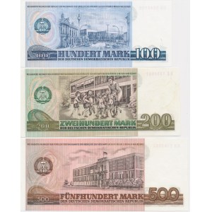 Germany, DDR, set 100-500 Mark 1975-85 (3 pcs.)