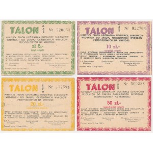 Talony za dostawę surowców wtórnych (4 szt.), Poznań, 1982 r.