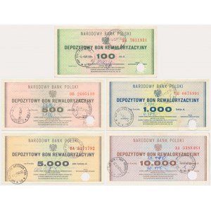Depozytowy bon rewaloryzacyjny, zestaw 100 - 10.000 zł (5 szt.), kasowane