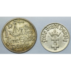 Lot, Free City of Danzig, 1/2 Gulden and 1 Gulden (2 pcs.)