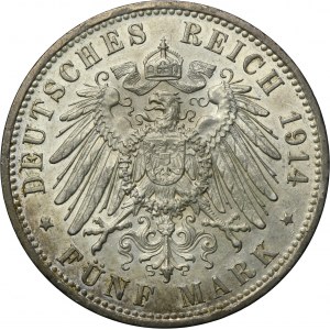 Germany, Kingdom of Prussia, William II, 5 Mark Berlin 1914 A
