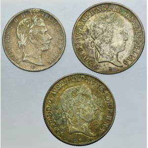 Lot, Austria and Hungary, Ferdinand I and Franz Joseph I, 20 Kreuzer and 1/4 Florin (3 pcs.)