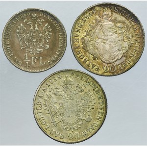 Lot, Austria and Hungary, Ferdinand I and Franz Joseph I, 20 Kreuzer and 1/4 Florin (3 pcs.)
