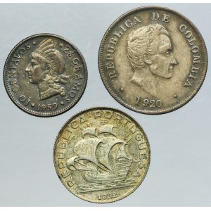 Lot, Portugal, Dominican Republic and Colombia, Mix Coins (3 pcs.)