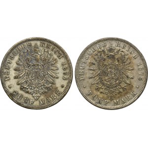 Lot, Germany, Kingdom of Prussia, Wilhelm I, 5 Mark (2 pcs.)