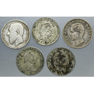 Lot, Belgium, Kingdom of Bavaria and Hungary, 2 Franc, 2 Mark and 20 Kreuzer (5 pcs.)