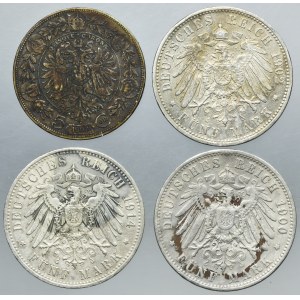 Lot, Austria and Germany, 5 Corona and 5 Mark (4 pcs.)