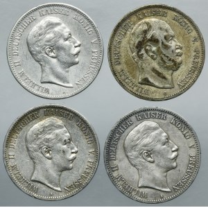 Lot, Germany, Kingdom of Prussia, Wilhelm I and Wilhelm II, 5 Mark (4 pcs.)