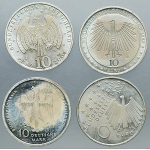 Lot, Germany, FRG, 10 Mark and 10 Euro (4 pcs.)