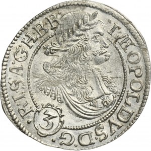 Silesia, Habsburg rule, Leopold I, 3 Kreuzer Breslau 1670 SHS - UNLISTED