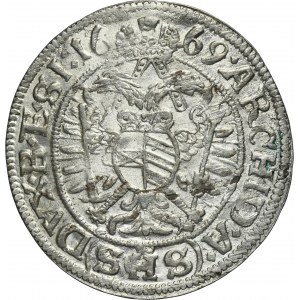Silesia, Habsburg rule, Leopold I, 3 Kreuzer Breslau 1669 SHS