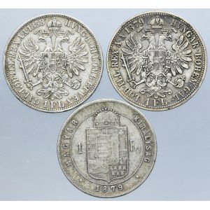 Lot, Austria and Hungary, Franz Joseph I, 1 Florin and 1 Forint (3 pcs.)