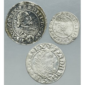 Lot, Austria and Silesia under Habsburg rule, Ferdinand II and Leopold I, 1 Kreuzer and 3 Kreuzer (3 pcs.)