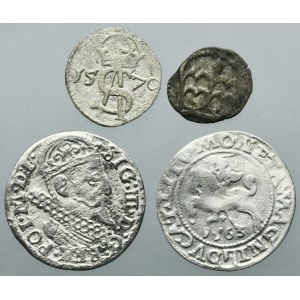 Lot, Ladislaus III of Poland, Sigismund II August and Sigismund III Vasa, Denarius, Two Denarius, 1/2 Groschen and 3 Groschen (4 pcs.)