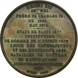 Henry III of France, Medal of the entourage of French kings 1835