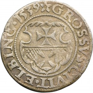 Sigismund I the Old, Groschen Elbing 1539 - PRVS, leaf to the right