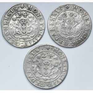 Lot, Sigismund III Vasa, 1/4 Thaler Danzig 1624 (3 pcs.)