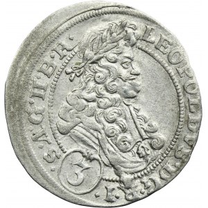 Silesia, Habsburg rule, Leopold I, 3 Kreuzer Breslau 1697 MMW
