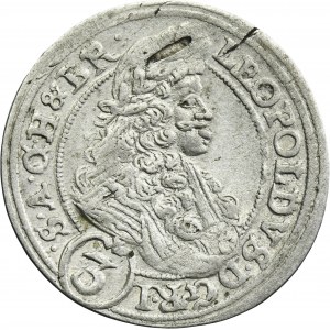 Silesia, Habsburg rule, Leopold I, 3 Kreuzer Brieg 1696 CB - UNLISTED